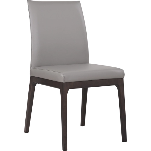 Tokyo Dining Chair in Grey Leather & Dark Wood (Set of 2)